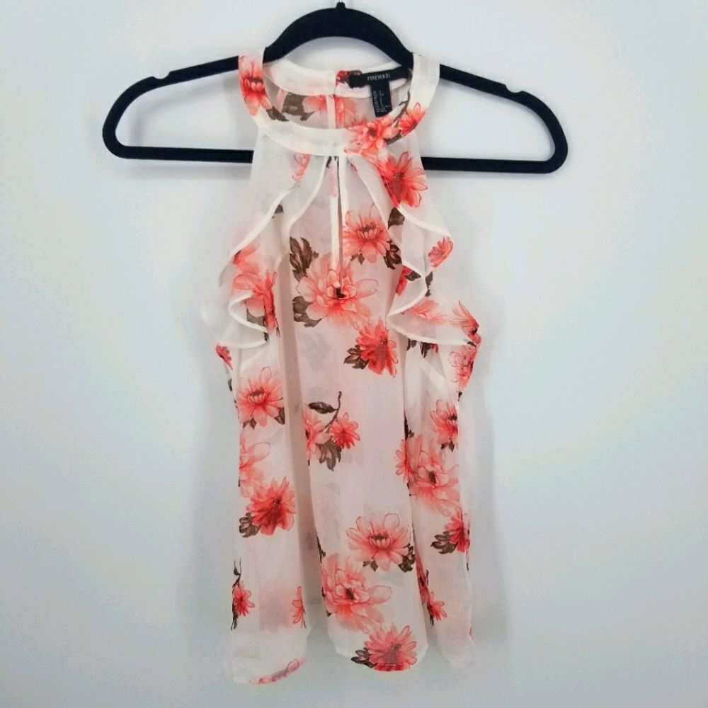 Forever 21 Sheer High Neckline Sleeveless Blouse